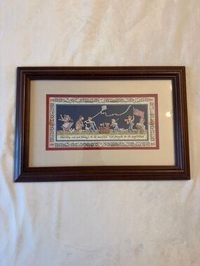 Vintage! Framed Scissor Art Patriotic, in Dark Wood Frame